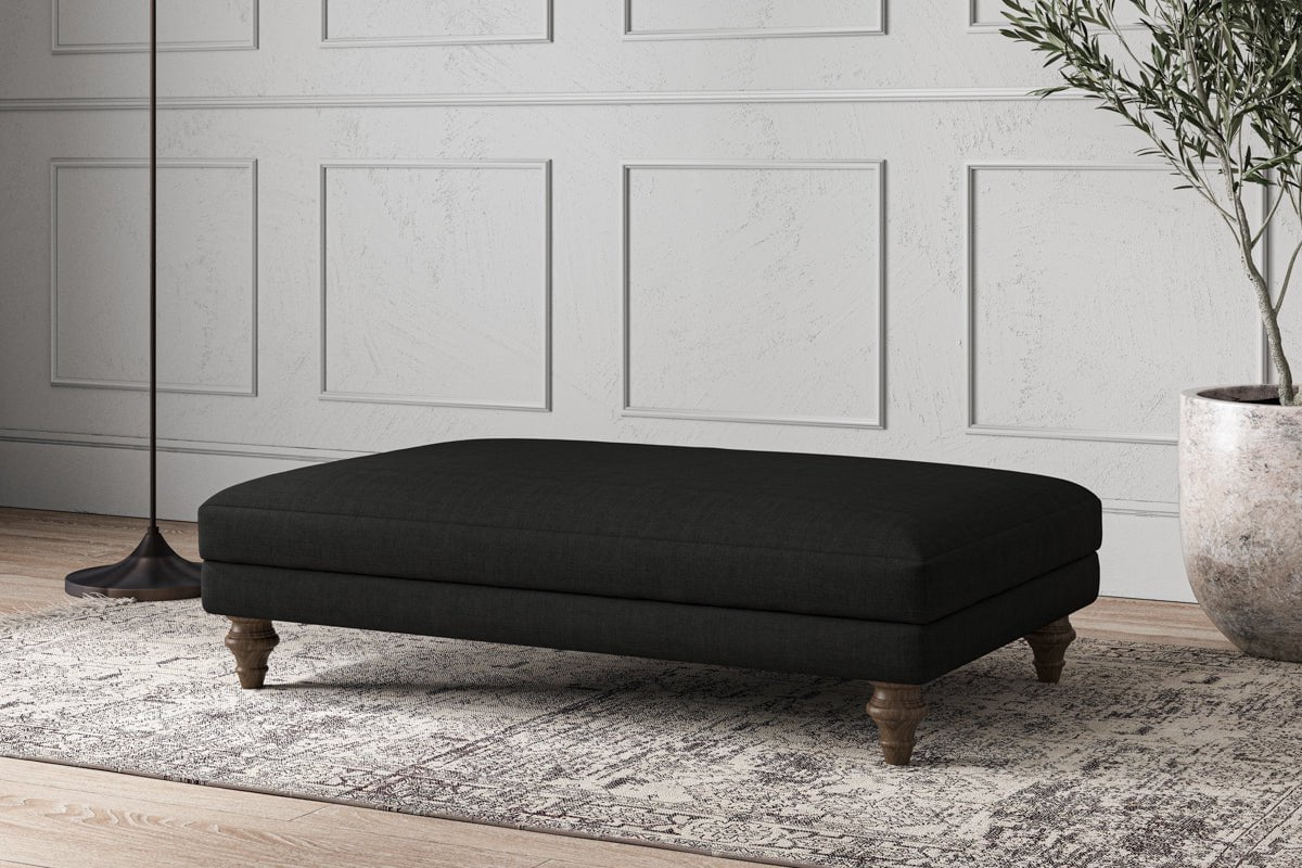 Deni Large Footstool - Brera Linen Charcoal-nkuku