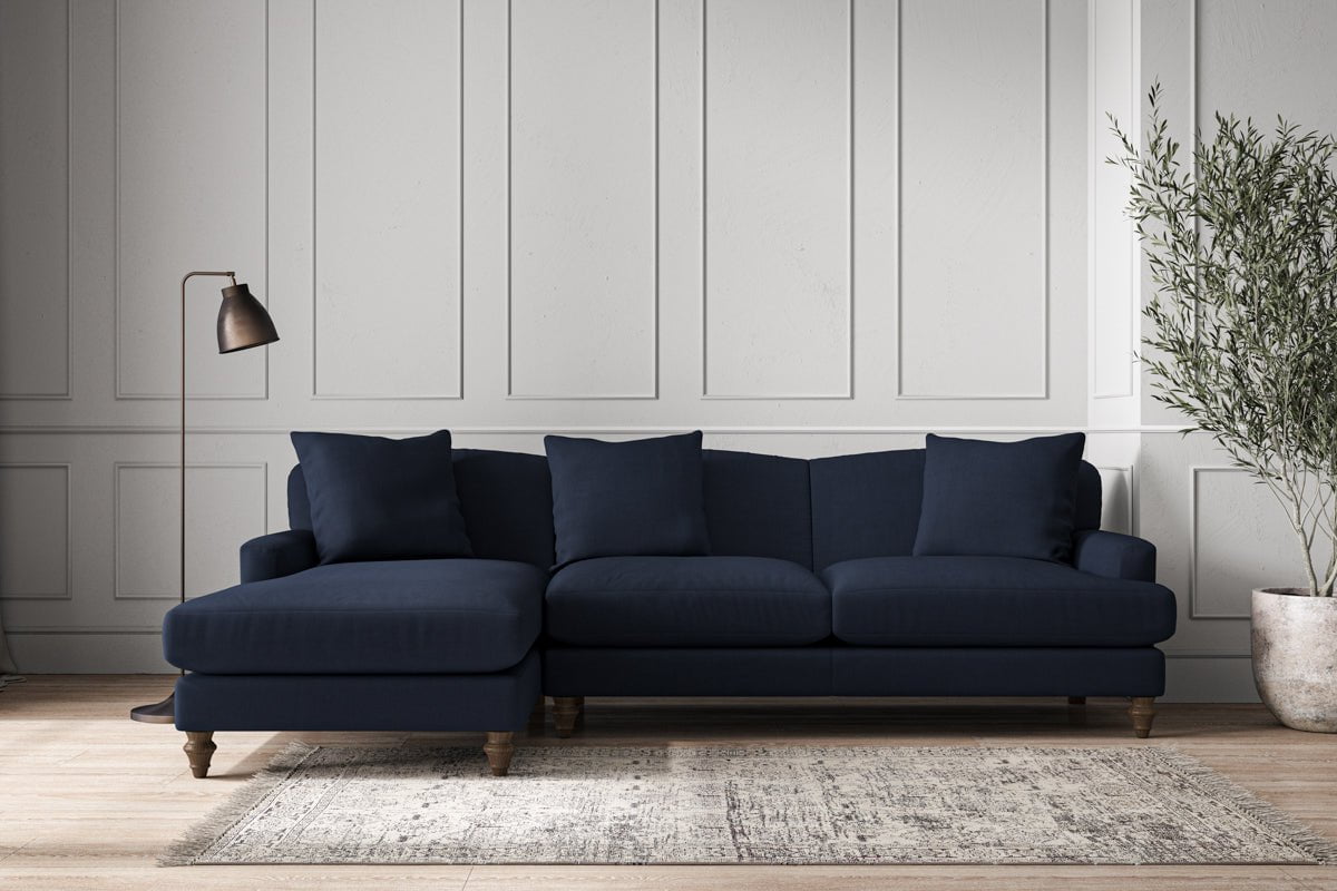 Deni Large Left Hand Chaise Sofa - Brera Linen Indigo-nkuku