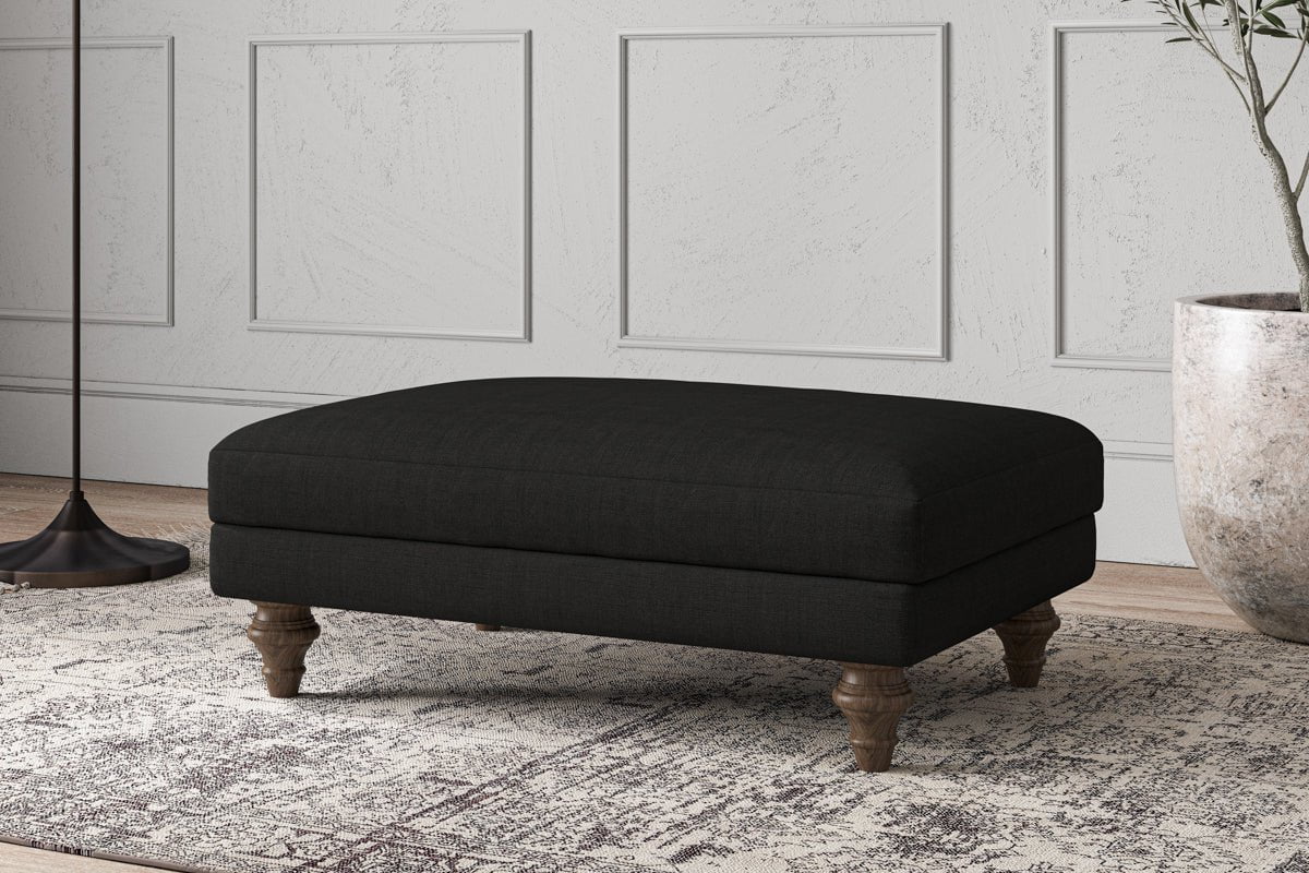 Deni Medium Footstool - Brera Linen Charcoal-nkuku