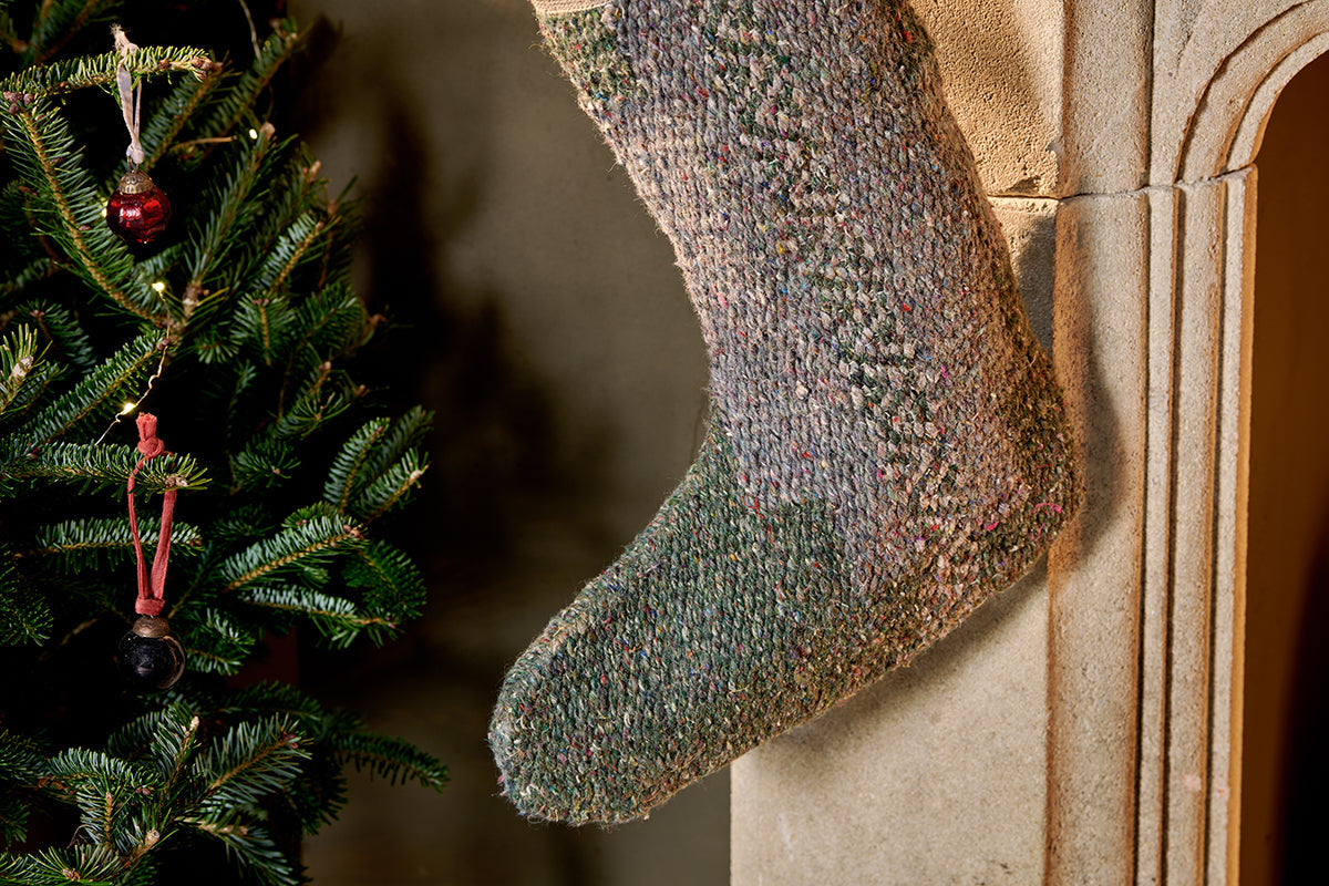 Dhanda Recycled Wool Stocking - Moss & Natural-nkuku