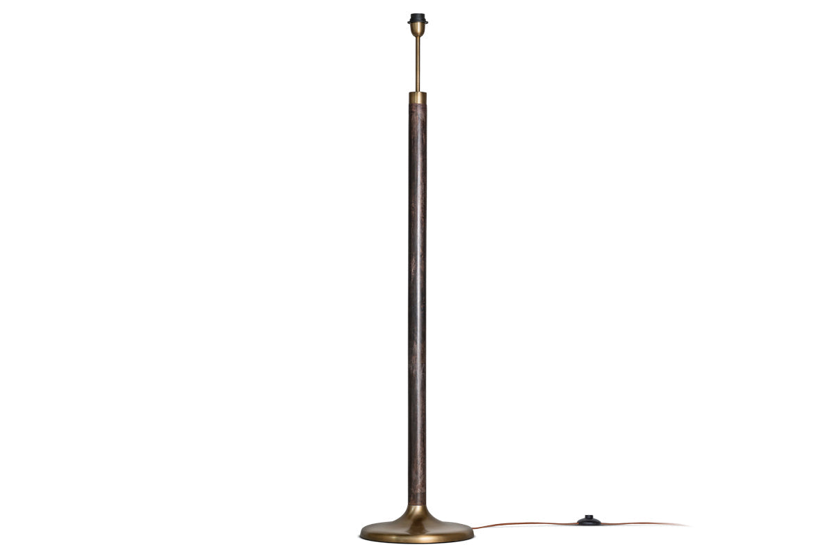 Digha Wood & Metal Floor Lamp - Dark Stain & Antique Brass-nkuku