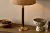 Digha Wood & Metal Table Lamp - Dark Stain & Antique Brass-nkuku