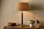 Digha Wood & Metal Table Lamp - Dark Stain & Antique Brass-nkuku