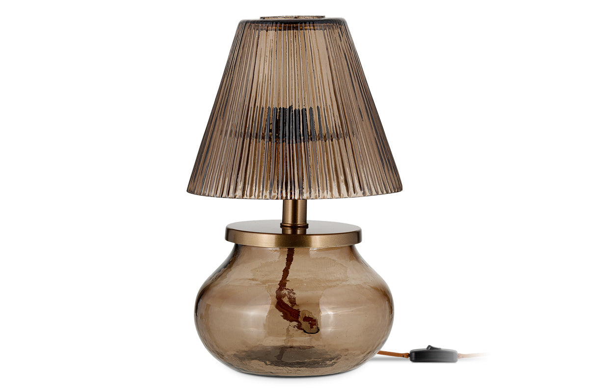 Dimalai Recycled Glass Table Lamp - Brown Smoke-nkuku