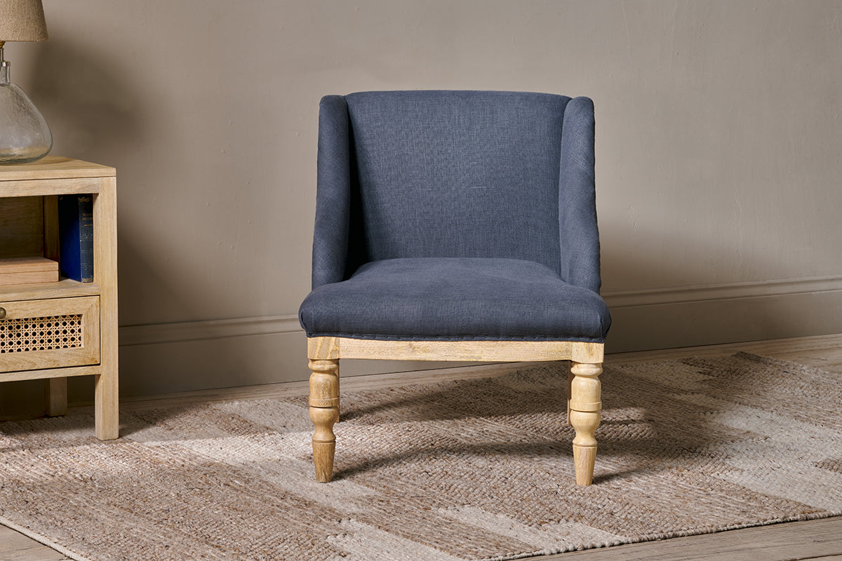 Elbu Deconstructed Linen Armchair - Charcoal