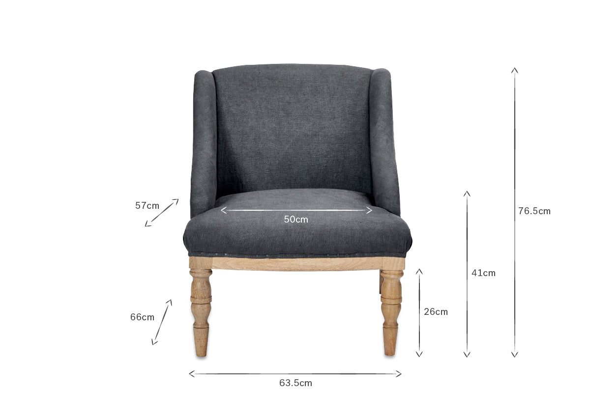 Elbu Deconstructed Linen Armchair - Charcoal