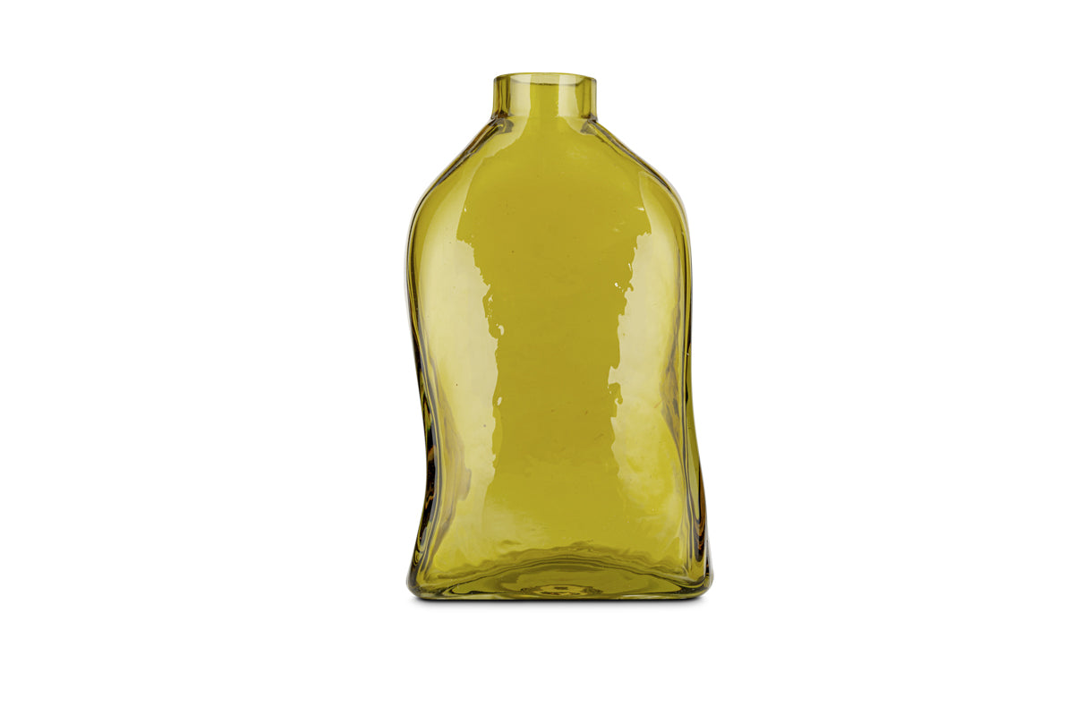 Ellam Recycled Glass Bottle Vase - Olive Green