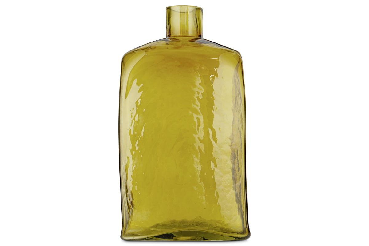 Ellam Recycled Glass Bottle Vase - Olive Green