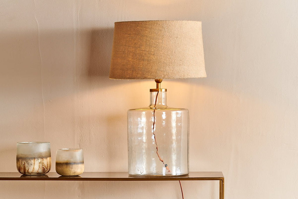 Edina Recycled Glass Table Lamp - Clear - Large-nkuku