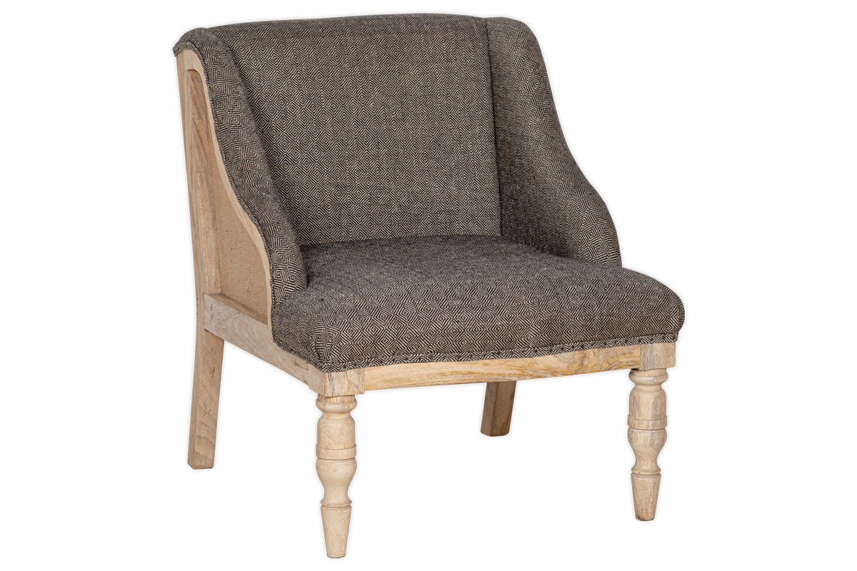 Elbu Deconstructed Jacquard Weave Armchair - Charcoal- nkuku