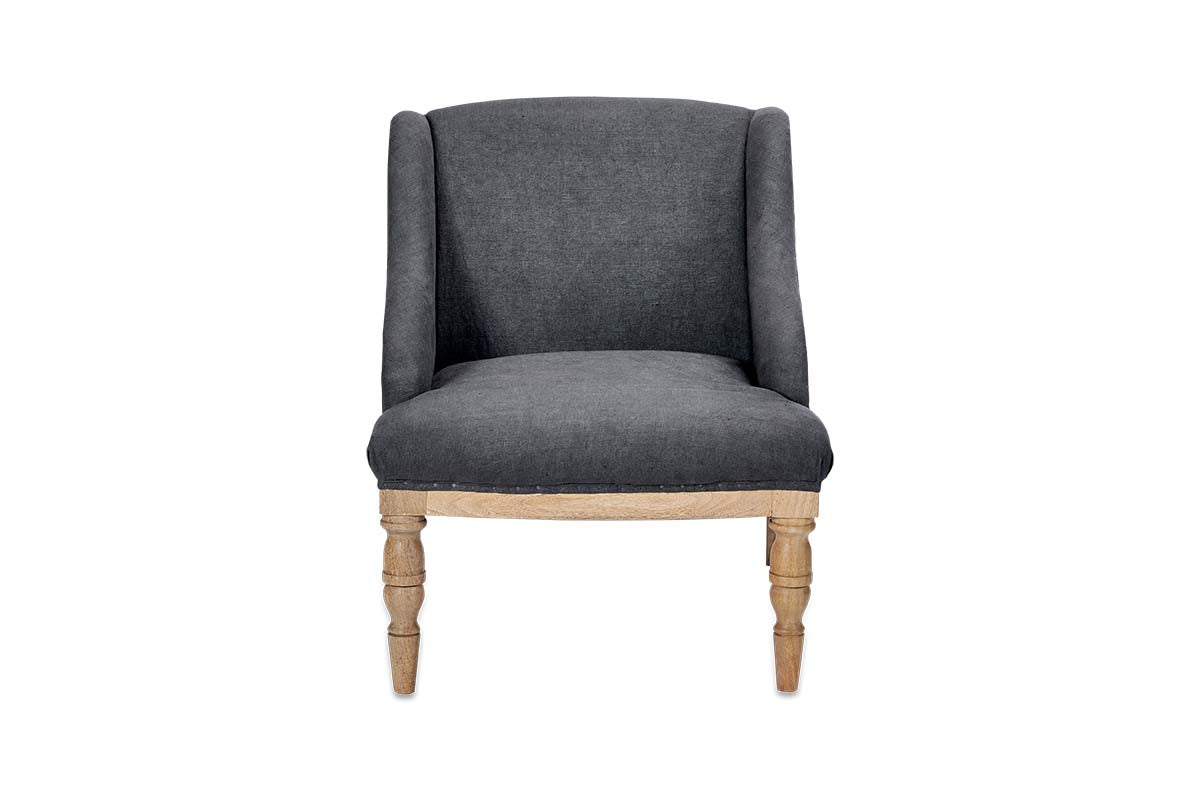 Elbu Deconstructed Linen Armchair - Charcoal- nkuku