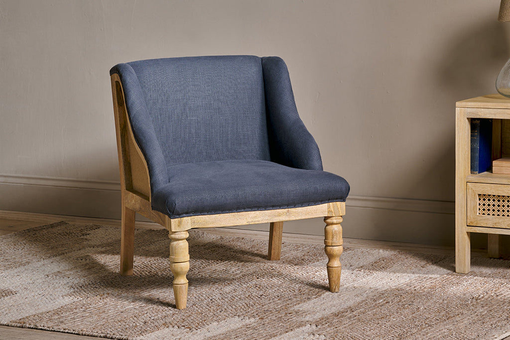 Elbu Deconstructed Linen Armchair - Charcoal- nkuku