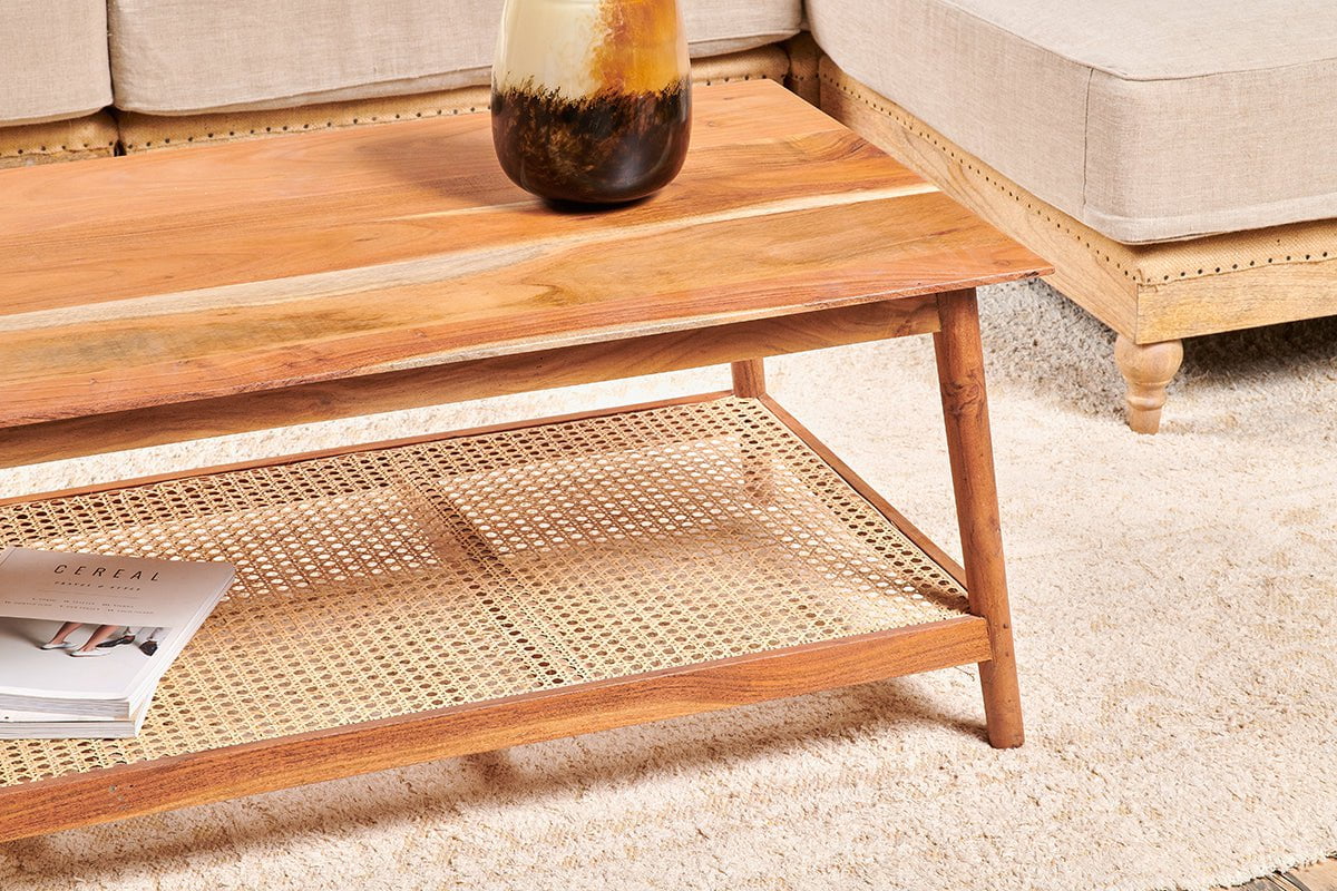 Erabar Acacia & Cane Coffee Table- nkuku