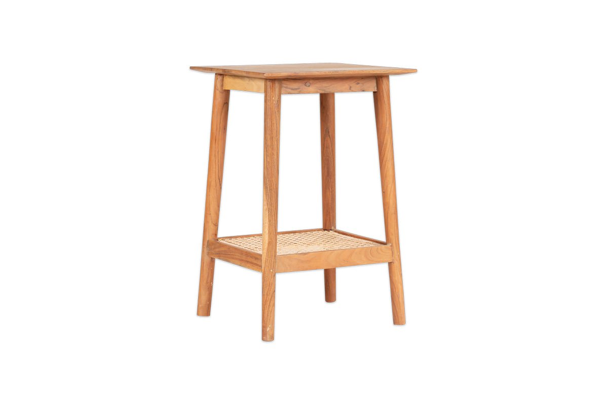 Erabar Acacia & Cane Side Table- nkuku