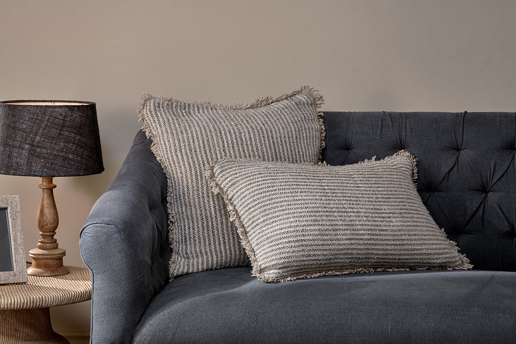 Gili Linen Cushion Cover - Dark Green & Natural