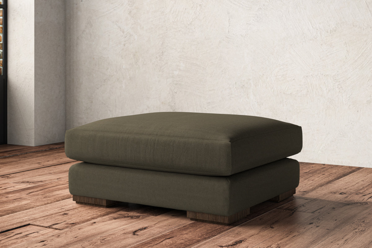 Guddu Large Footstool - Recycled Cotton Fatigue