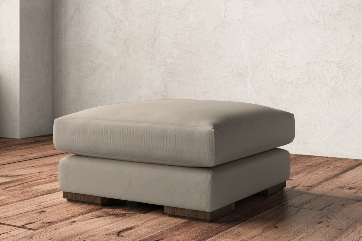 Guddu Medium Footstool - Recycled Cotton Stone