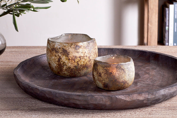 Gola Recycled Glass Tealight Holder - Antique Smoke-nkuku