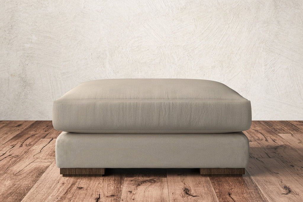 Guddu Large Footstool - Recycled Cotton Stone-nkuku