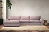 Guddu Large Left Hand Chaise Sofa - Recycled Cotton Lavender-nkuku