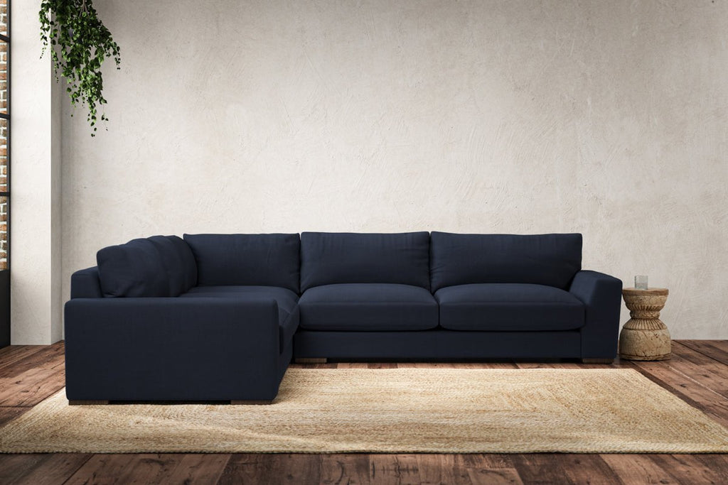 Guddu Large Left Hand Corner Sofa - Brera Linen Indigo-nkuku