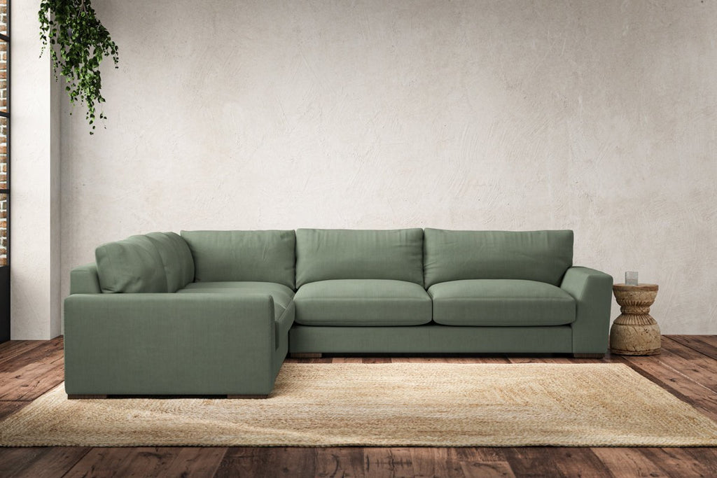 Guddu Large Left Hand Corner Sofa - Brera Linen Jade-nkuku