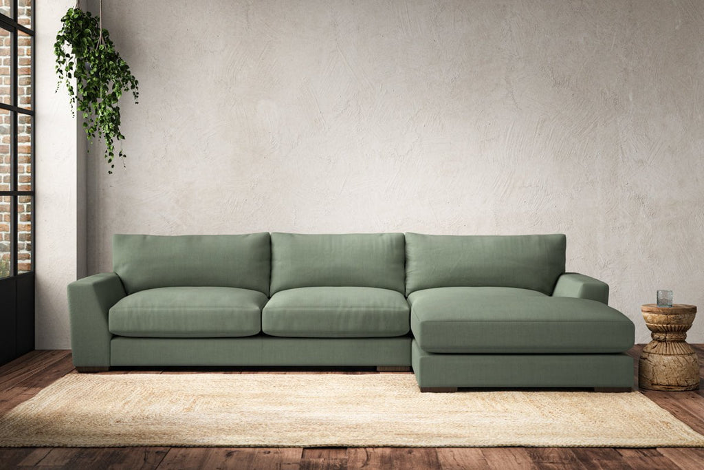 Guddu Large Right Hand Chaise Sofa - Brera Linen Jade-nkuku