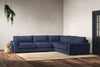 Guddu Large Right Hand Corner Sofa - Recycled Cotton Navy-nkuku