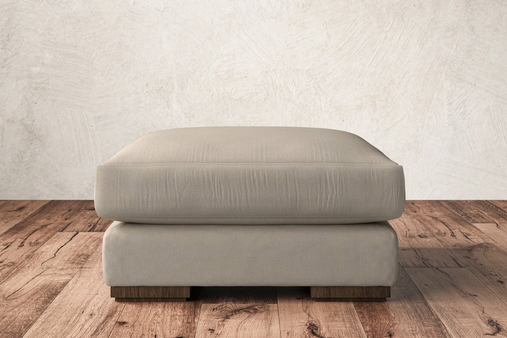 Guddu Medium Footstool - Recycled Cotton Stone-nkuku