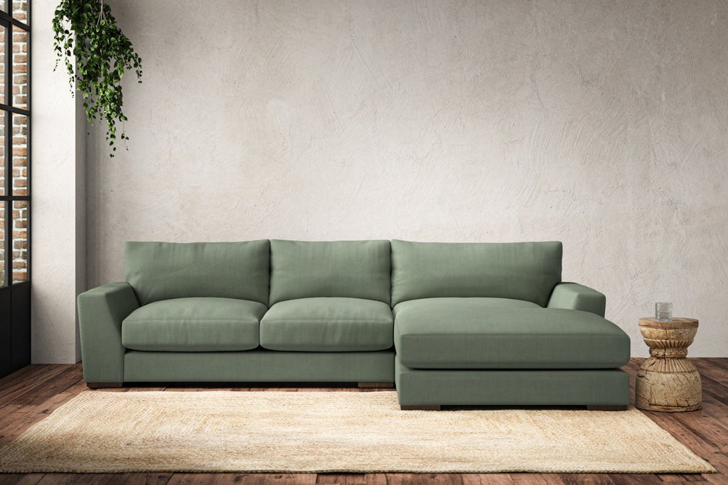 Guddu Medium Right Hand Chaise Sofa - Brera Linen Jade-nkuku