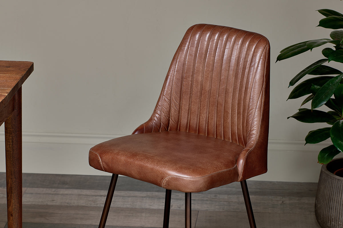 Harsha Leather Dining Chair - Chocolate Brown