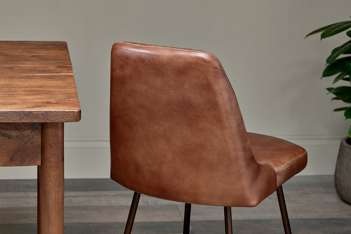 Harsha Leather Dining Chair - Chocolate Brown