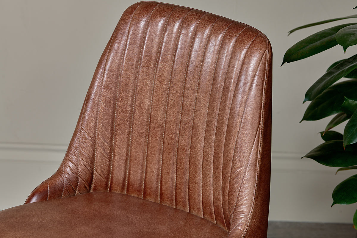 Harsha Leather Dining Chair - Chocolate Brown