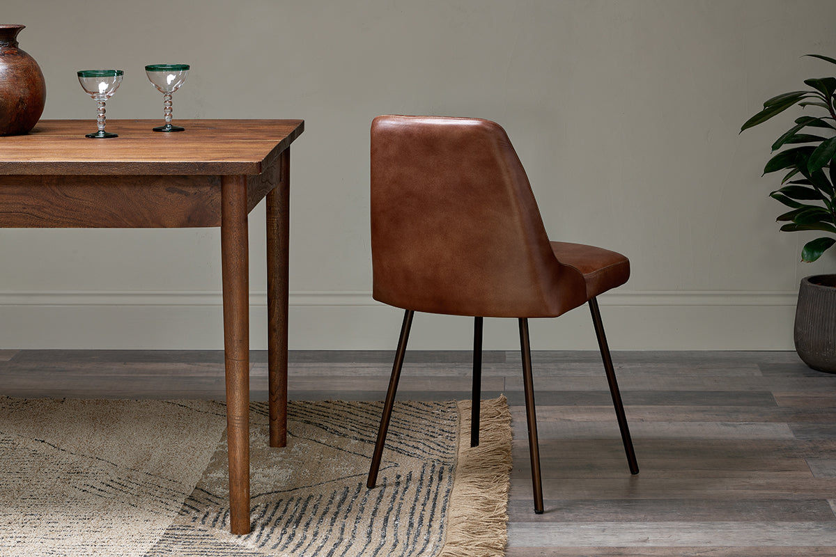 Harsha Leather Dining Chair - Chocolate Brown