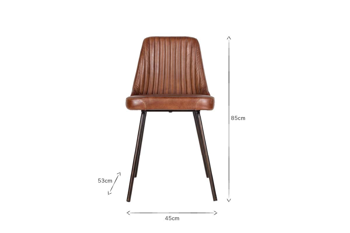 Harsha Leather Dining Chair - Chocolate Brown