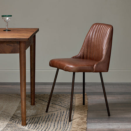 Harsha Leather Dining Chair - Chocolate Brown-nkuku