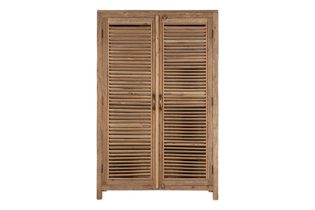 Ibo Reclaimed Wooden Slatted Cabinet – Natural - Large