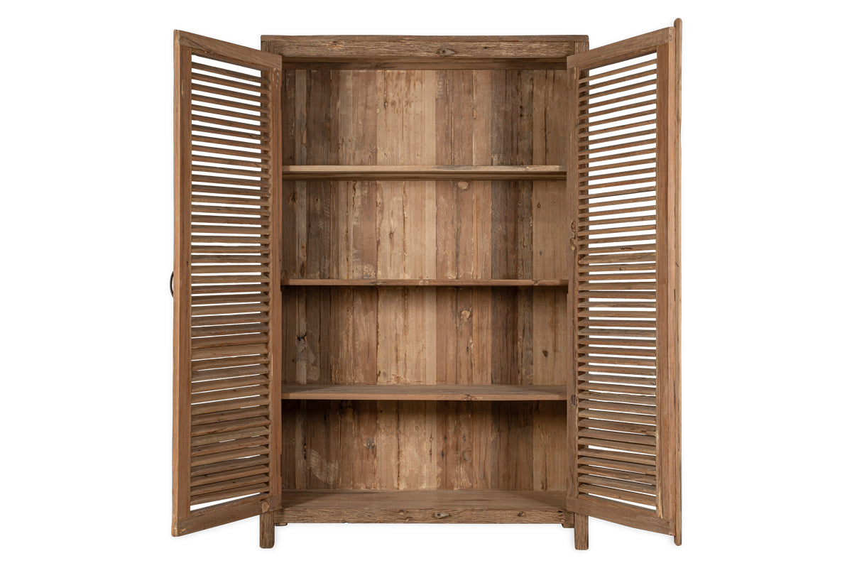 Ibo Reclaimed Wooden Slatted Cabinet – Natural - Large