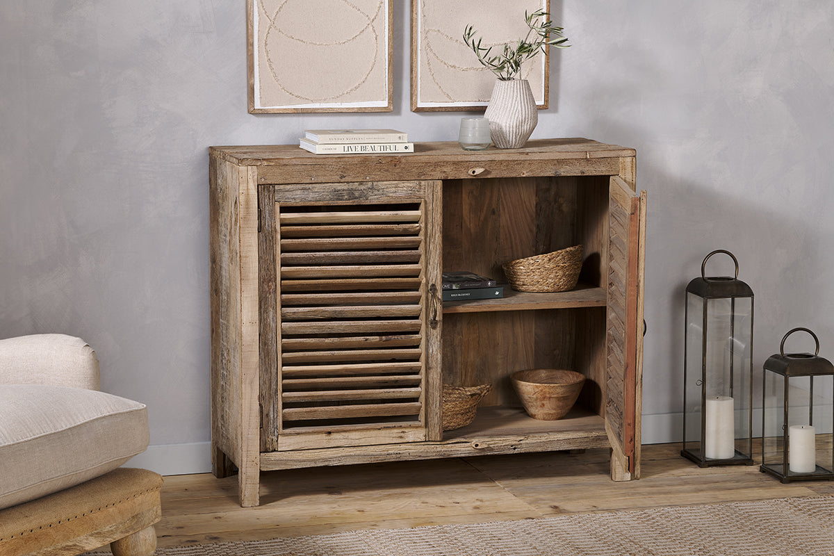 Ibo Reclaimed Wooden Slatted Sideboard - Natural