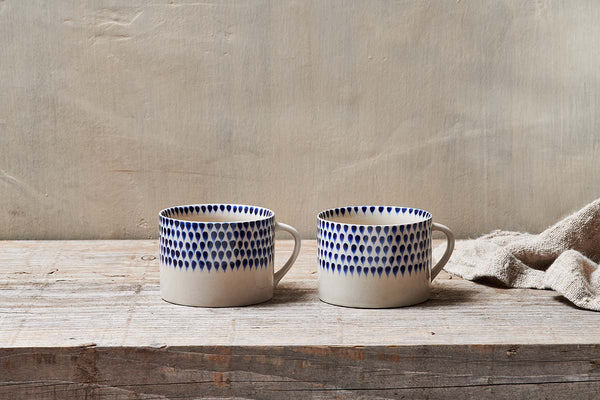 Indigo Drop Mug - Large (Set of 2)