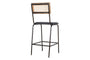 Iswa Leather & Cane Counter Chair - Aged Black