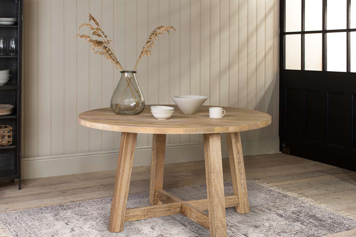 Indali Mango Wood Round Dining Table - Large