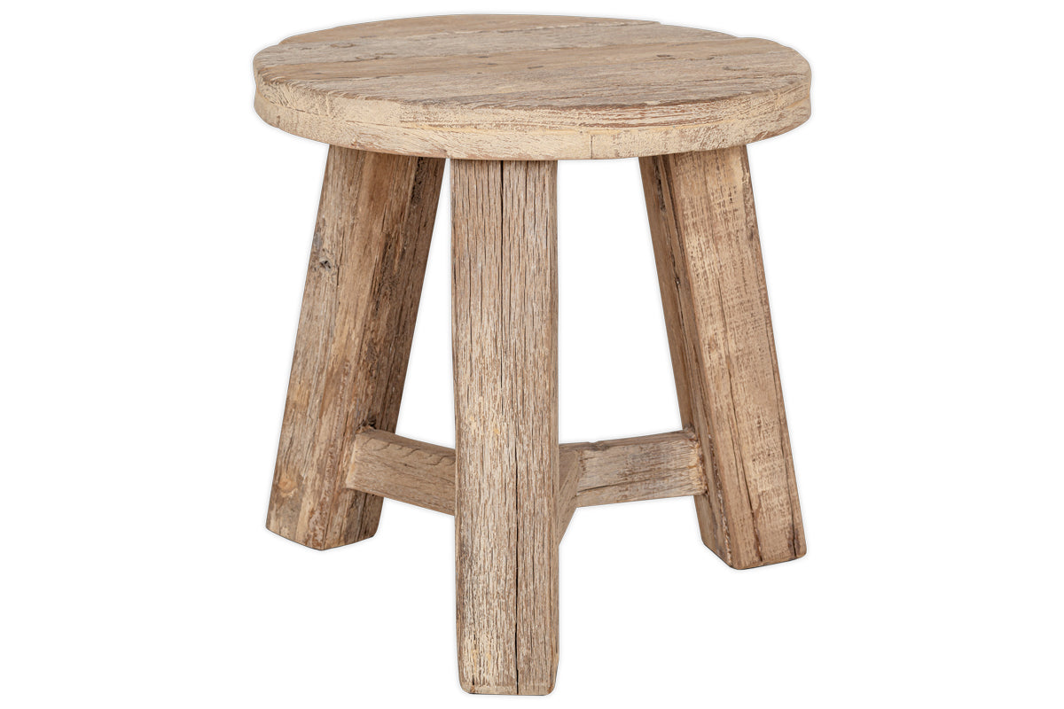 Ibo Reclaimed Wood Round Side Table - Natural- nkuku