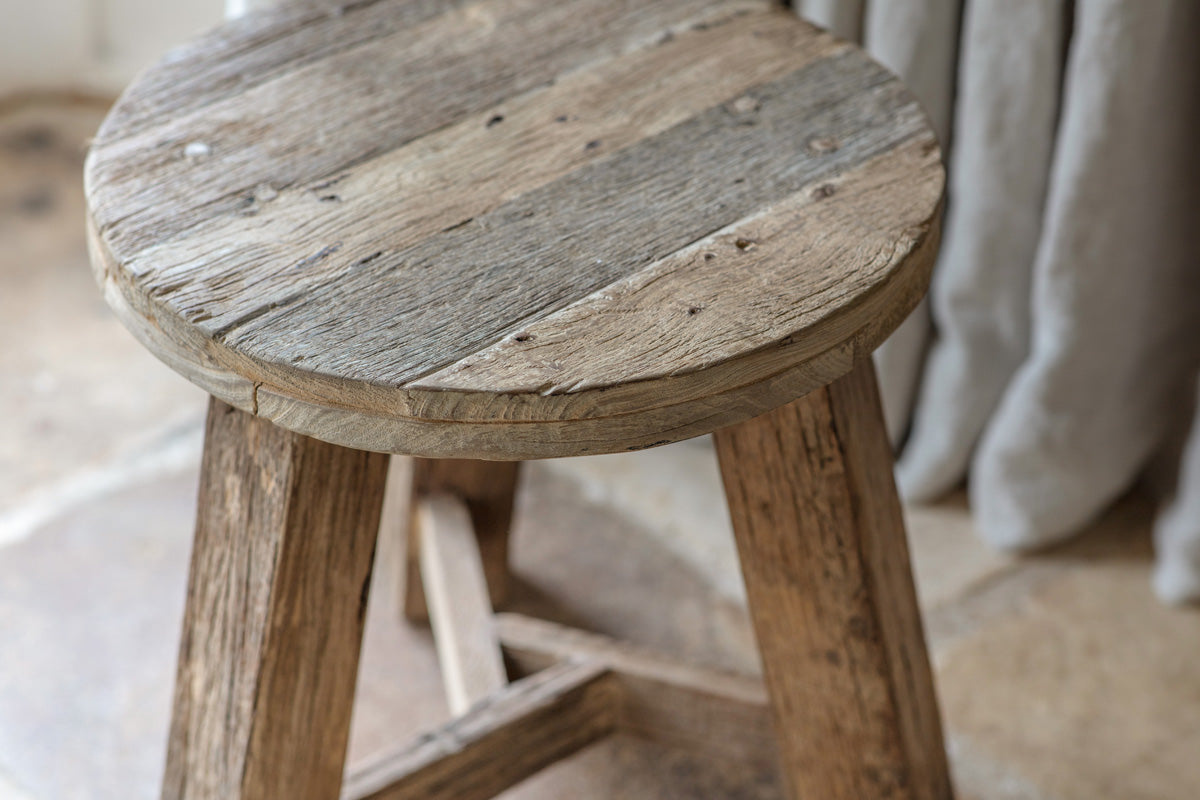 Ibo Reclaimed Wood Round Side Table - Natural- nkuku