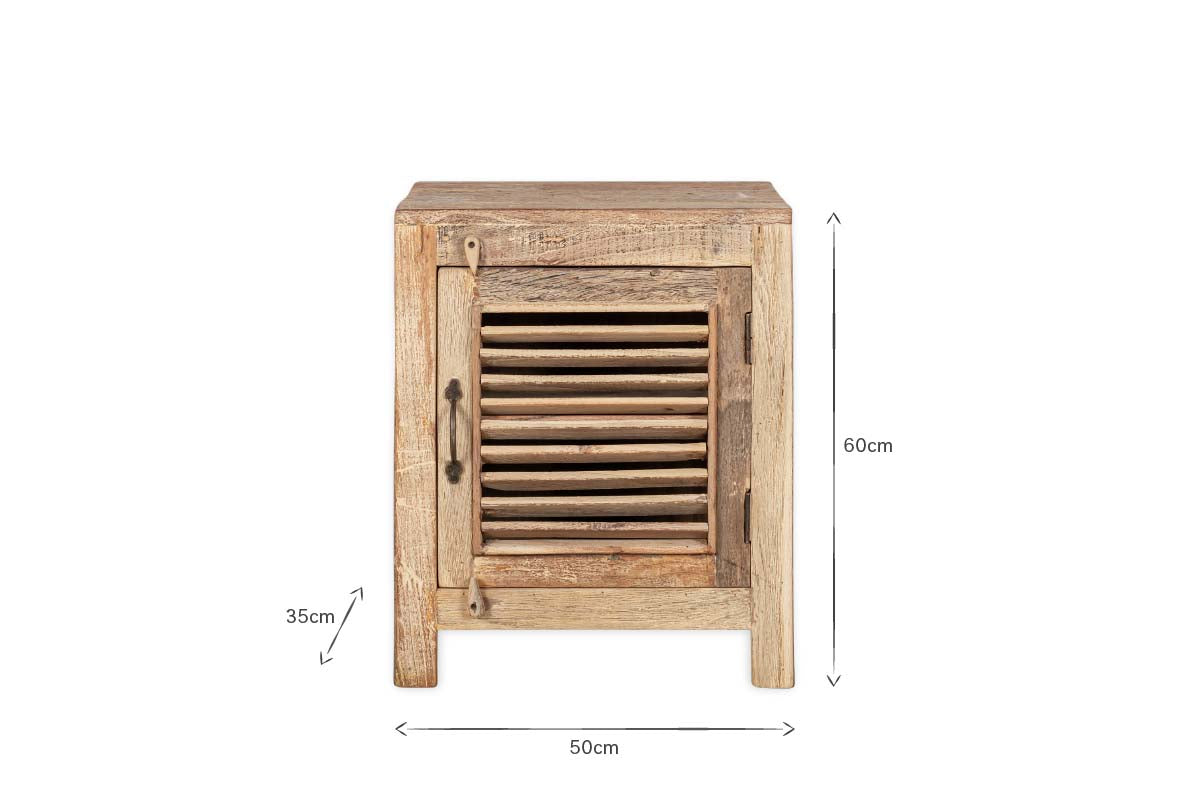 Ibo Reclaimed Wooden Slatted Cabinet – Natural - Small-nkuku