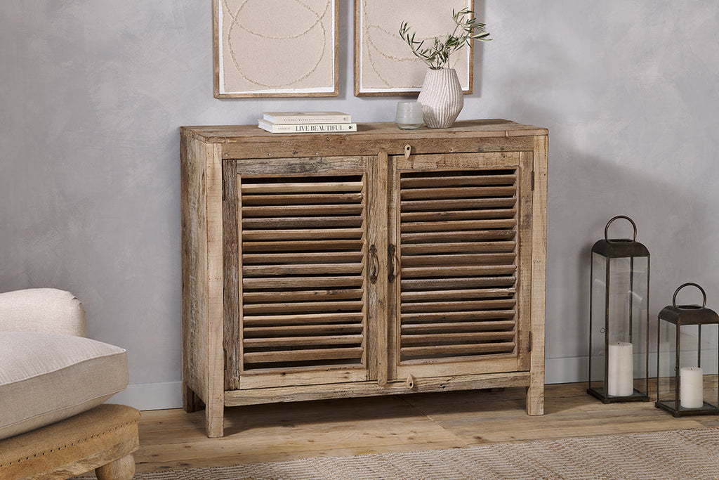 Ibo Reclaimed Wooden Slatted Sideboard - Natural-nkuku