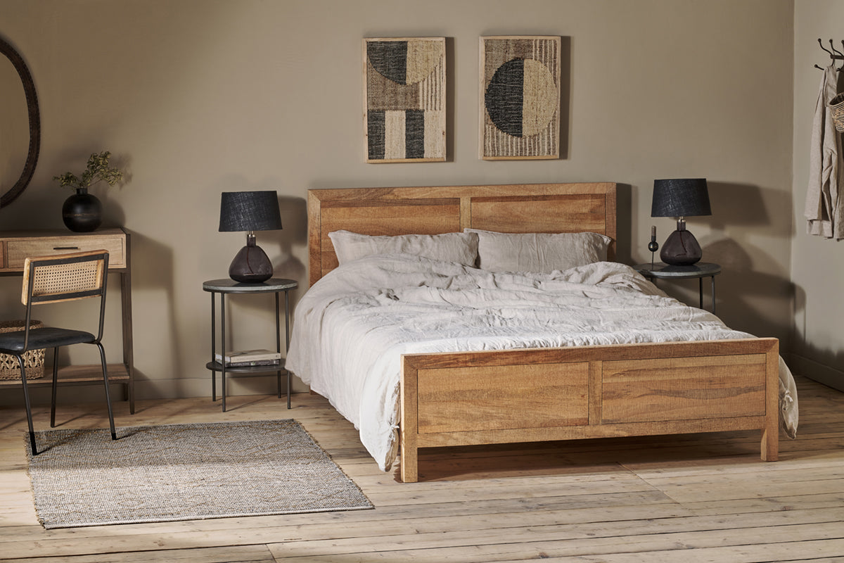 Indali Mango Wood Bed - Natural - King-nkuku