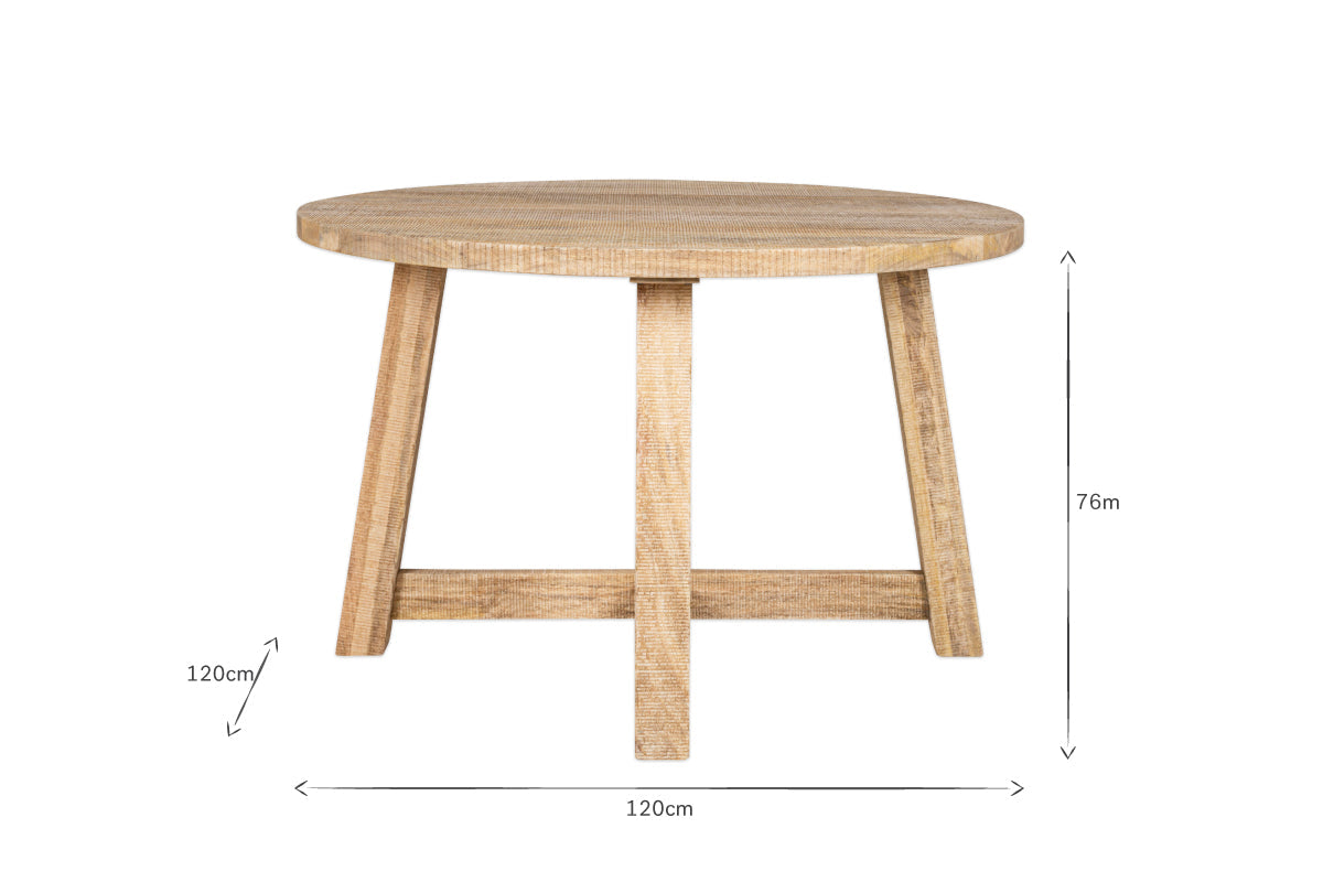 Indali Mango Wood Round Dining Table - Small-nkuku