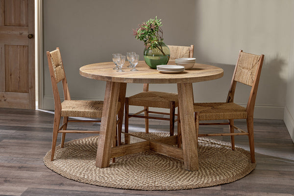 Indali Mango Wood Round Dining Table - Small-nkuku