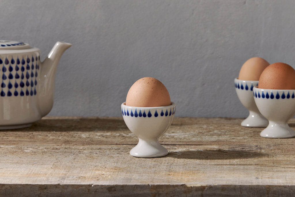 Indigo Drop Egg Cups - Cream & Indigo (Set of 2)-nkuku